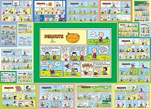 Peanuts Classic Comic Strip Game On Sports Comic Collage 1000 Piece Jigsaw Puzzle - 26.75 X 19.25 Inches Made in USA.