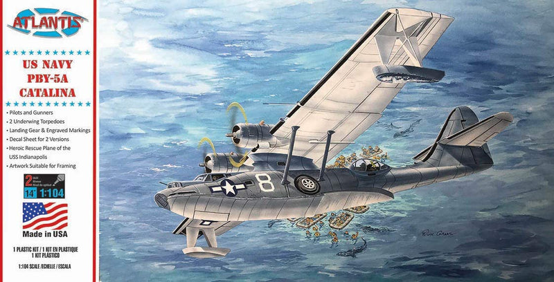 PBY-5A Catalina US Navy Seaplane Plastic Model Kit 1/104 Atlantis