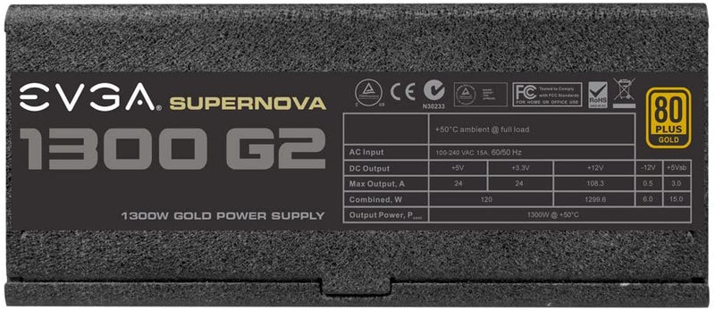 EVGA SuperNOVA 1300 G2 80+ GOLD, 1300W Fully Modular NVIDIA SLI and Crossfire Ready 10 Year Warranty Power Supply 120-G2-1300-XR