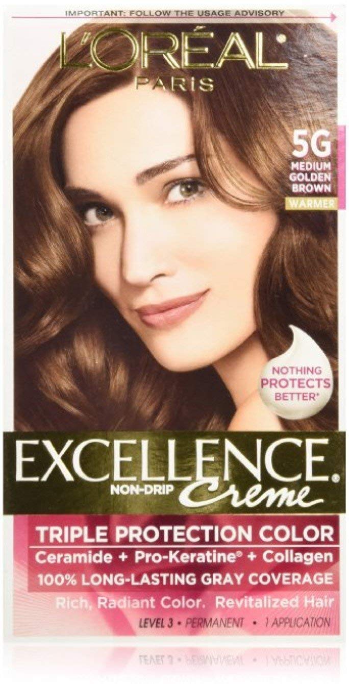 L'Oreal Paris Excellence Creme Haircolor, Medium Golden Brown [5G] 1 ea (Pack of 3)