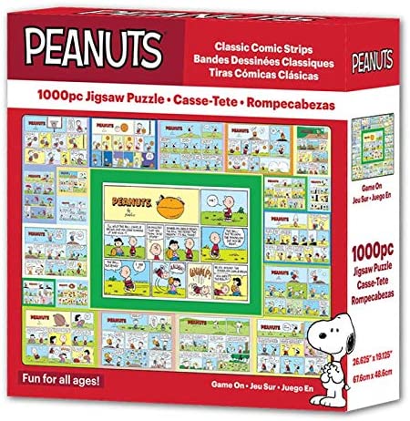 Peanuts Classic Comic Strip Game On Sports Comic Collage 1000 Piece Jigsaw Puzzle - 26.75 X 19.25 Inches Made in USA.