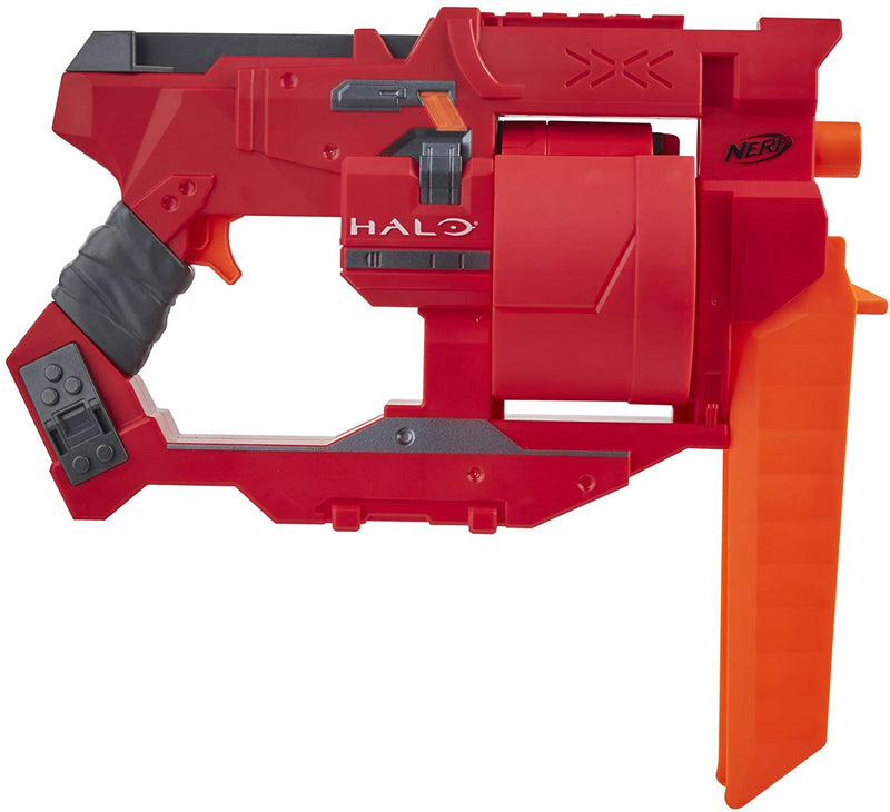 NERF Halo Mangler Dart Blaster -- Pull-Back Priming Handle, Rotating 6-Dart Drum -- Includes 6 Official Elite Darts