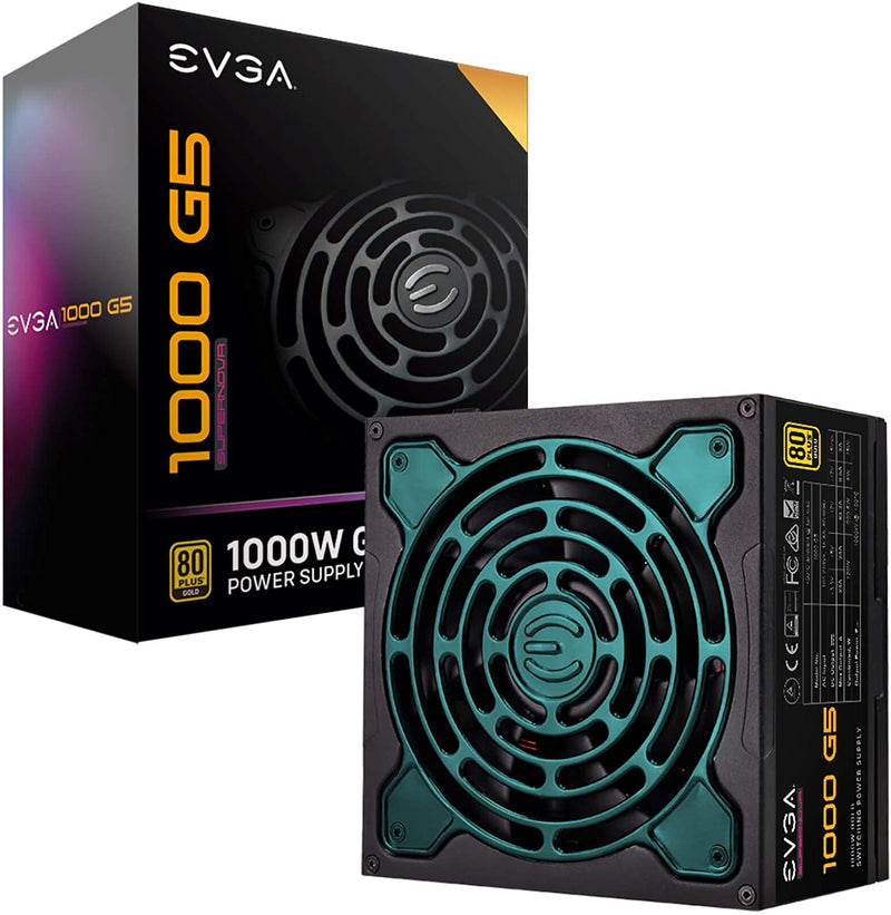 EVGA SuperNOVA 1000 G5, 80 Plus Gold 1000W, Fully Modular, ECO Mode with Fdb Fan, 10 Year Warranty, Compact 150mm Size, Power Supply 220-G5-1000-X1