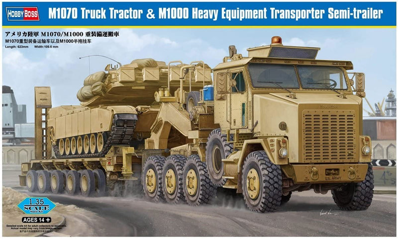 Hobby Boss 85502 M1070 Truck Tractor & M1000 Heavy Equipment Transporter Semi-Trailer 1/35 Scale Plastic Model Kit