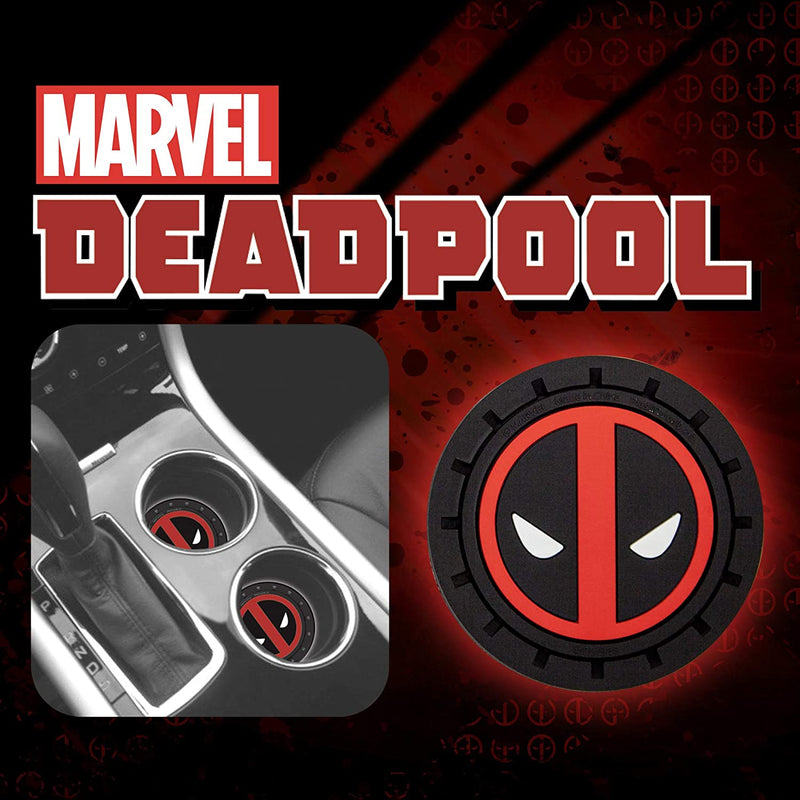 Plasticolor 001965R01 Marvel Comics Deadpool Auto Car Truck SUV Cup Holder Coaster 2-Pack