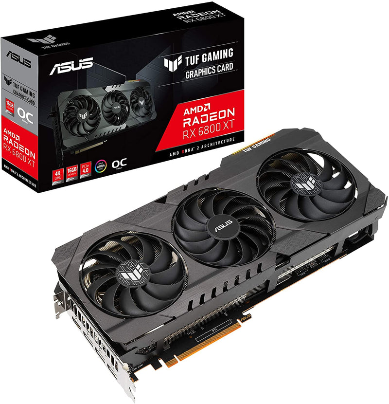 ASUS TUF Gaming AMD Radeon RX 6800 XT OC Edition Graphics Card (PCIe 4.0, 16GB GDDR6, HDMI 2.1, DisplayPort 1.4a, Dual Ball Fan Bearings, All-Aluminum Shroud, Reinforced Frame, GPU Tweak II)