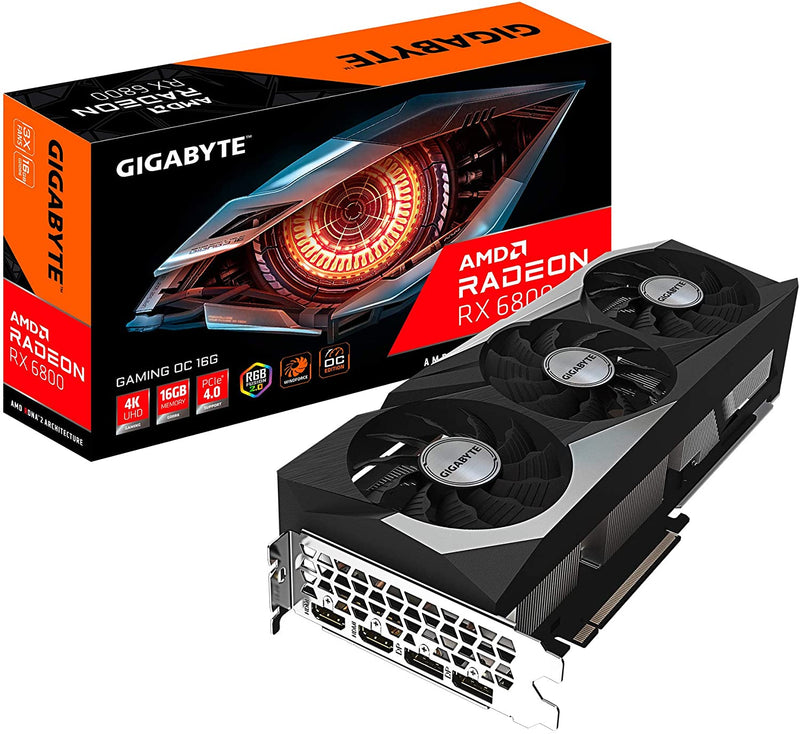 GIGABYTE AMD Radeon RX 6800 Gaming OC 16G Graphics Card, 16GB GDDR6 Memory, Powered by AMD RDNA 2, HDMI 2.1, WINDFORCE 3X Cooling System, GV-R68GAMING OC-16GD