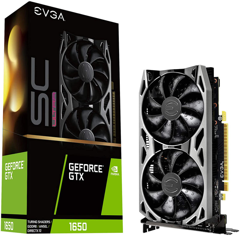 EVGA GeForce GTX 1650 SC Ultra Gaming GDDR6, 04G-P4-1257-KR, 4GB GDDR6, Dual Fan, Metal Backplate