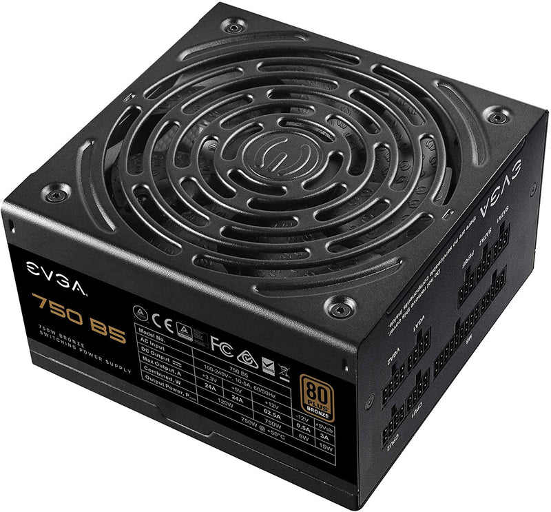 EVGA 750 B5, 80 Plus BRONZE 750W, Fully Modular, EVGA ECO Mode, 5 Year Warranty, Compact 150mm Size, Power Supply 220-B5-0750-V1