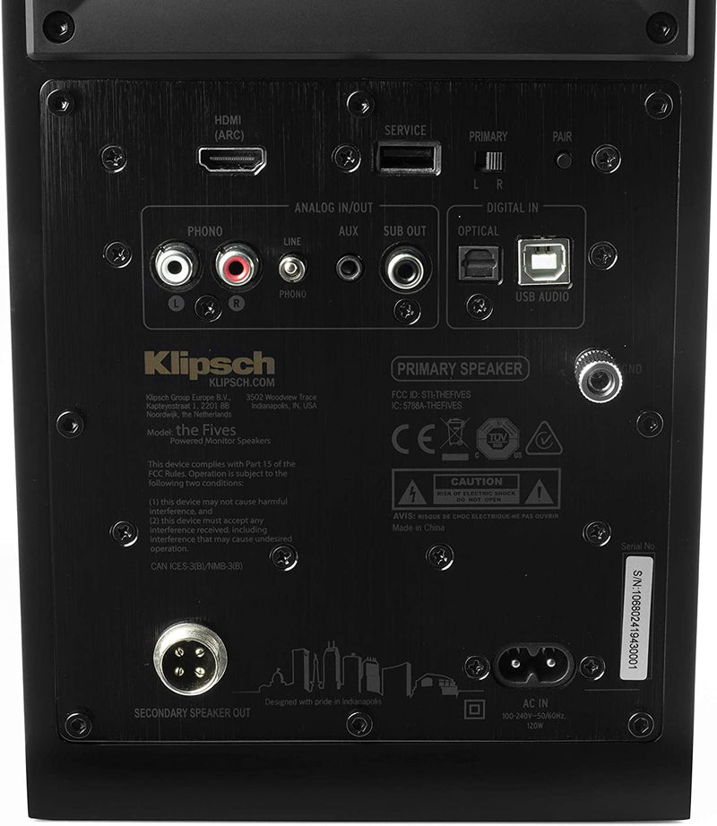 Klipsch The Fives Powered Speaker System (Matte Black) w/ HDMI ARC & Remote