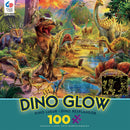 Ceaco 100 Piece Dino Glow, Glow in The Dark - Dino Landscape Jigsaw Puzzle, Kids and Adults