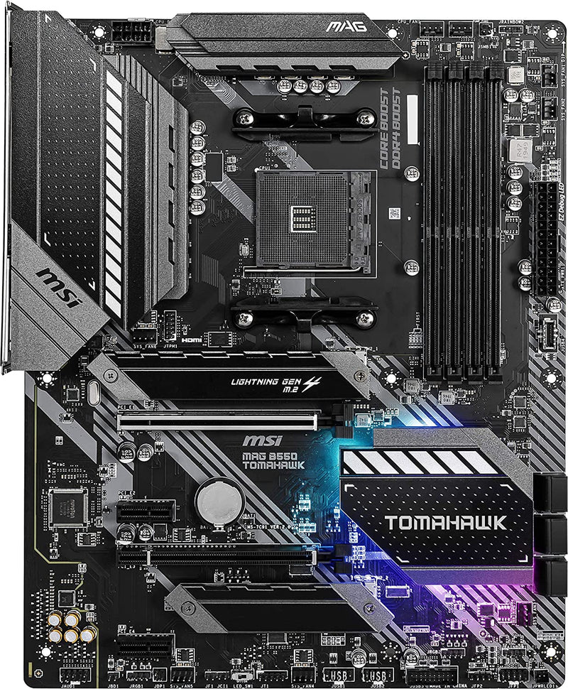 MSI MAG B550 TOMAHAWK Gaming Motherboard (AMD AM4, DDR4, PCIe 4.0, SATA 6Gb/s, M.2, USB 3.2 Gen 2, HDMI/DP, ATX, AMD Ryzen 5000 Series processors)